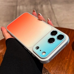Nouvelle coque de téléphone en cuir PU dégradé pour iPhone 17 13 14 15 16 Pro Max avec film de protection d'objectif HD, bouton tactile et coque arrière antichoc - Product Image 1