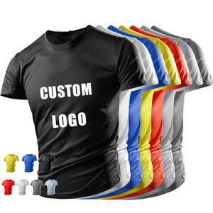 เสื้อยืดโพลีเอสเตอร์ 100% สีขาว สำหรับออกกำลังกาย วิ่ง แห้งเร็ว แบบดรายฟิต สำหรับผู้ชาย รับผลิตเสื้อยืดแบบ OEM พิมพ์ลายตามสั่ง ขายส่ง - Product Image 2