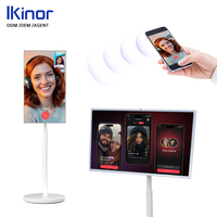 Televisor Inteligente Portátil de 32 Pulgadas con Pantalla Táctil Giratoria, Cámara Android, Soporte para Tablet PC con Ruedas, Televisión Recargable