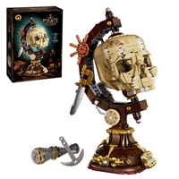 1003 Skull Globe 200+ pièces Blocs de construction Modèle de squelette de pirate et de la Terre Décoration de bureau d'Halloween Cadeau pour enfants de 6 ans et plus
