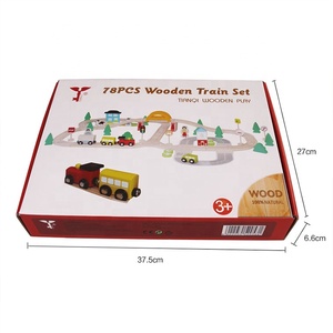 78pcs Treno di Legno Set Per Bambini Per Bambini Divertente Road Crossing Pista 3D Set FAI DA TE Giocattoli Di Legno Per Bambini Stimolazione Giocattoli Auto - Product Image 4