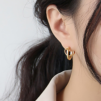 Boucles d'oreilles créoles abstraites mates en or 18 carats, boucles d'oreilles géométriques en argent sterling 925, bijoux fins personnalisés pour femmes, vente en gros