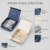 Boîte magnétique élégante en carton bleu rigide, boîte de rangement pliable de luxe avec ruban