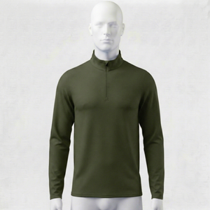 Suéter de Punto Verde Oliva para Hombre, Cuello Alto, Cierre de Cremallera de un Cuarto, Manga Larga, Corte Regular, para Otoño - Product Image 1