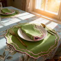 Set de table en lin brodé fait main personnalisé, moderne, durable et doux, élégant pour la décoration de la maison, idéal pour les fêtes et les festivals