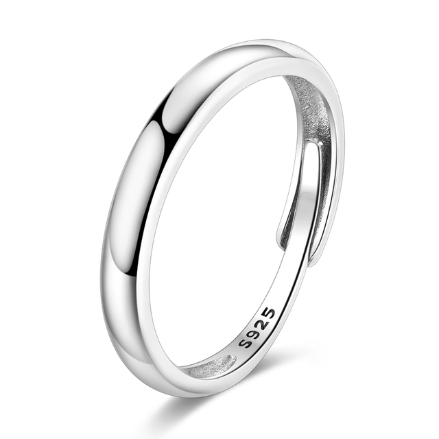 MULA 925 Sterling Silver Simple Silver Open Wide Ring with Plain Classic Jewelry for Wedding Engagement Anniversary Party Gift