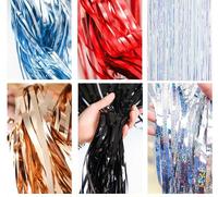 Rideau à franges en feuille métallisée de 1m*2m, couleurs assorties, écologique, de haute qualité, pour fête de Noël et toile de fond photo - Vente en gros
