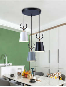 ทันสมัยการออกแบบคอโคมไฟระย้าตกแต่งโคมไฟระย้าโลหะ 3 แสงร้านอาหารห้องนั่งเล่นห้องนอนโคมไฟเพดานจี้ - Product Image 5