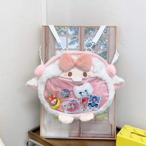 सुंदर फ्लुफ बड़े चेहरे के बैग स्कूल मेमने बड़े भोजन महिलाओं के कार्टून डॉल बैकपैक छात्र पारदर्शी चीन बैग - Product Image 4