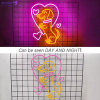 Letrero de Neón LED Regulable de 16.5 pulgadas con Diseño de Perro Salchicha en Forma de Corazón, Alimentación Multi-USB, Decoración de Pared para Habitación de Mascotas, San Valentín, Venta al por Mayor, Personalizado