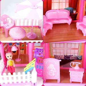 Kit de Construcción de Casa de Muñecas de Plástico de 162 Piezas, Incluye 2 Muñecas, Muebles, 7 Habitaciones y Accesorios para Juegos de Imitación para Niñas - Product Image 4