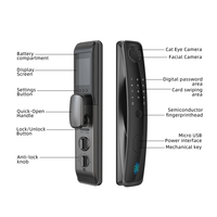 Cerradura Inteligente UIELOCK QA60 con Reconocimiento Facial 3D, Videollamadas WiFi Tuya, Huella Dactilar, Código de Tarjeta, Pantalla de 3.5 Pulgadas para Casa, Villa, Madera