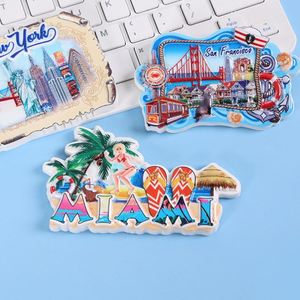 ของที่ระลึกการเดินทางสร้างสรรค์รูปทรงสี่เหลี่ยมผืนผ้าตกแต่งแบบ 3 มิติ ทันสมัย เป็นมิตรกับสิ่งแวดล้อม ขนาดกลาง สำหรับติดตู้เย็น ลายเมืองอเมริกัน - Product Image 1