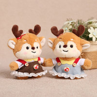 Porte-clés en peluche renne de Noël QQ, jouet en peluche avec rembourrage en coton PP 12*11cm