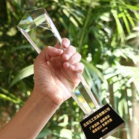 Trophées en cristal K9 personnalisés en gros, sablés à la main, écologiques, imprimés en UV avec motif Aigle pour souvenirs et événements