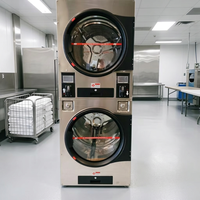 15KG High Throughput Stacked Coin Operated Washer Dryer Stack Laundry Washing Machine for 24 Hours Self Laundry Shop