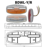 EMC 10W Pièces détachées pour remorque de camion 12V 24V LED Ovale Ambre Feu de position latéral Éclairage extérieur automatique Feu de position Signal Voyant