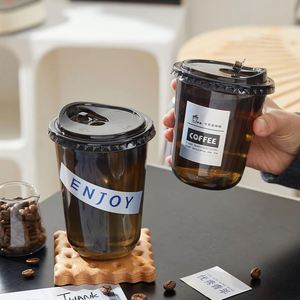 Vasos Desechables de Plástico PET de 12oz con Logotipo Personalizado, 89mm, Forma de U, para Bebidas Frías, Matcha Latte, Smoothie, Café Helado, con Tapas - Product Image 1
