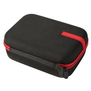 Hard Custom Black Molded Eva Tool Case Box With Zipper And Red Rubber Label