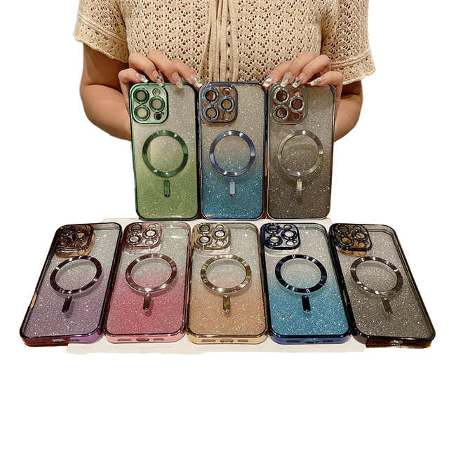 Fashion Electroplate Transparent Magnetic TPU Soft Case Oil Painting Design for 17/16/15/14/Plus/13/12/11 Pro Max