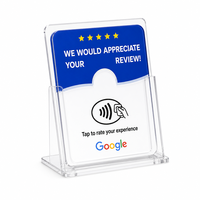 Carte NFC Google Review en acrylique imperméable avec impression de logo personnalisé, puce NTAG213 programmable réutilisable, support adhésif Leadercolor