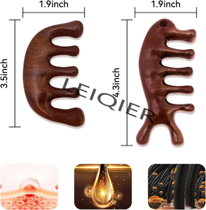 Pettine per Massaggio Corpo in Legno di Sandalo Verde Naturale con Logo Personalizzato, Spazzola a Denti Larghi Fatta a Mano per Massaggio del Cuoio Capelluto, per Uso Professionale - Product Image 2