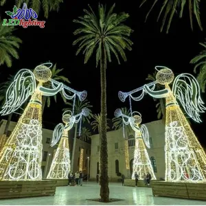 Engel mit Trompeten motiv licht im Freien beleuchtete Weihnachts engel beleuchteten Engels baum deckel