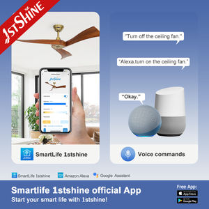 1stshine Ventilateur de plafond Design moderne Or Contrôle intelligent Lames en bois Ventilateur de plafond réglable 6 vitesses - Product Image 6
