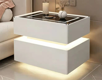 Meuble de chevet moderne avec chargeur USB sans fil, serrure intelligente, design flottant et lumière rechargeable