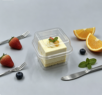 Boîte à gâteau en plastique transparente de qualité alimentaire, mini, carrée, à portion individuelle, rigide en PET, pour cubes de fromage salé, mousse