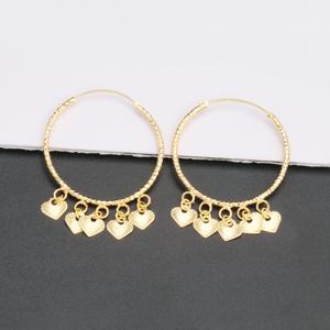 JXX Classic – Nouveauté : Boucles d'oreilles créoles personnalisées plaquées or 24 carats avec motif cœur – Ensemble de bijoux personnalisés pour femme, vente en gros, idéal pour les cadeaux - Product Image 5