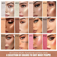 Stick Cosmétique Personnalisé avec Logo – 12 Couleurs Scintillantes : Illuminateur, Blush, Contour, Bronzer, Ombre à Paupières – Longue Tenue – Vente en Gros