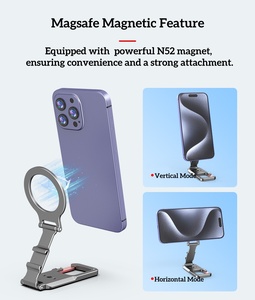 Soporte de teléfono magnético de doble cara de metal compatible con Magsafe <span class=keywords><strong>iPhone</strong></span> 17/16/15/<span class=keywords><strong>14</strong></span>/13/12 Plus <span class=keywords><strong>Pro</strong></span> Max soporte de teléfono con mosquetón - Product Image 2