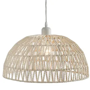 Kronleuchter-Aufhängungslicht Einrichtung, 1-Licht einstellbar handgewebt Rattan Weide Boho modern neu LED Rohr Decken-Aufhängungslicht