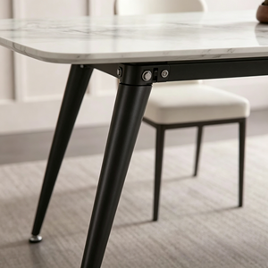 Ensemble de table à manger rectangulaire moderne en marbre avec 6 chaises en cuir PU, design minimaliste, meubles pour la maison - Product Image 6