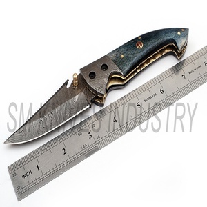 Couteau de poche multifonctionnel en acier, pliant fait main de damas avec étui en cuir (smk1232) couteau multifonctionnel en acier, couteaux Sm en bois PK - Product Image 5