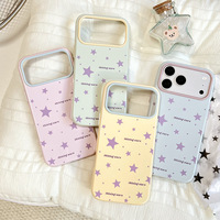 Coque de protection en TPU premium avec motif étoile violette et texte anglais, dissipation thermique pour 17/18 Pro Max - Design féminin et mignon