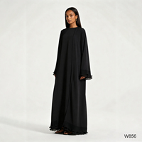 Ensemble Abaya Modeste Quotidienne 2 Pièces Personnalisé avec Volants Plissés et Manches Ouvertes, Robe Extérieure et Robe Intérieure