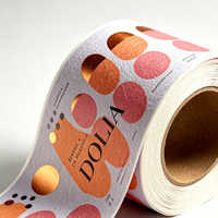 Étiquettes adhésives haut de gamme personnalisées en papier spécial motif Terre pour bouteilles de thé, avec estampage à chaud et gaufrage UV