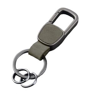 Llavero de coche de lujo ligero de cuero genuino con hebilla metálica para colgar en la cintura, con letras grabadas, para hombre y mujer - Product Image 1