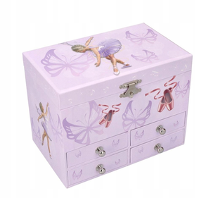 Rotating Rectangle Ballet Music <b>Box</b> Key Lock Portable Travel Jewelry <b>Storage</b> Case for Birthday Gift Necklace Bracelet Earrings - Product Image 5