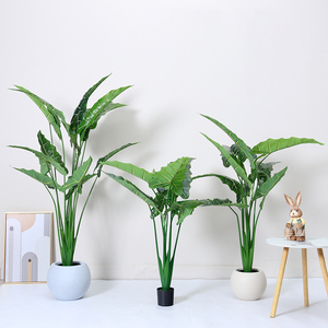 Plante artificielle en plastique Alocasia en pot, ornement de jardin pour la décoration de bureau, de jardin et de maison, plantes artificielles, plantes factices - Product Image 1