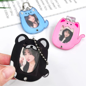 Porte-clés décoratif personnalisé en acrylique transparent de 1 pouce avec motif chat ou chien de dessin animé, pour cartes et photos, cadeau de vacances - Product Image 3