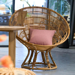 Fauteuil œuf en rotin moderne de luxe, semi-extérieur, fauteuil lounge en rotin tressé avec coussin pour jardin, patio, hôtel, balcon, mobilier - Product Image 4