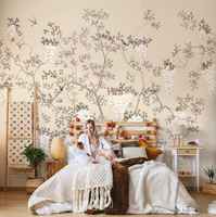 Papier peint personnalisé fleurs et oiseaux 3D Home Decoration Mural Chinoiseris Wallpaper