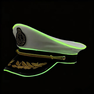 Nuevo capitán luminoso LED Sailors Cap Light up Navy Glow Dark Nautical Themed Christmas Party Costume Cosplay Fashion Props - Product Image 6
