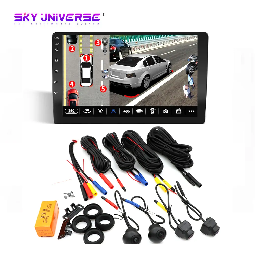 Car 360 Panoramic Camera 1080P AHD Front Rear Left Right Rear View Cameras System for Android Auto Radio Night Vision