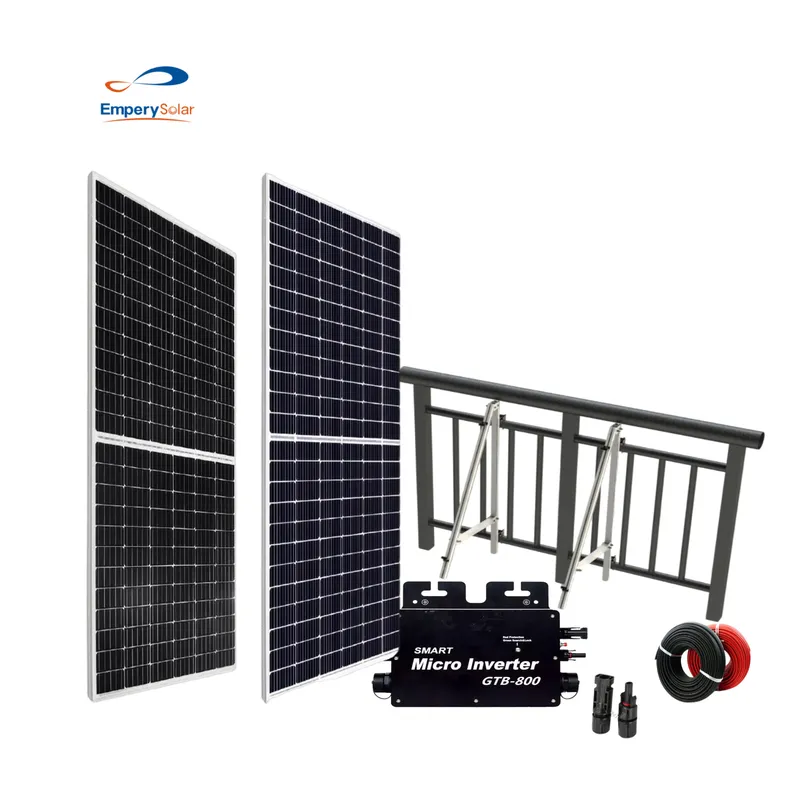 Kit sistem surya MPPT Jerman 600W, Panel taman balkon fleksibel sistem rumah terikat On-Grid dengan beban daya PV 800W