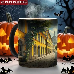 Frosted <b>Ceramic</b> Mug 11oz Black Heat Sensitive Daily Use <b>Cup</b> With 2D Flat Painting Design - Product Image 6
