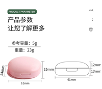Mini Coffret d'Emballage Elliptique Rose 5g avec Coussin d'Air et Boîte de Rangement Divisée en Forme de Cœur pour Poudre Compacte et Crème BB